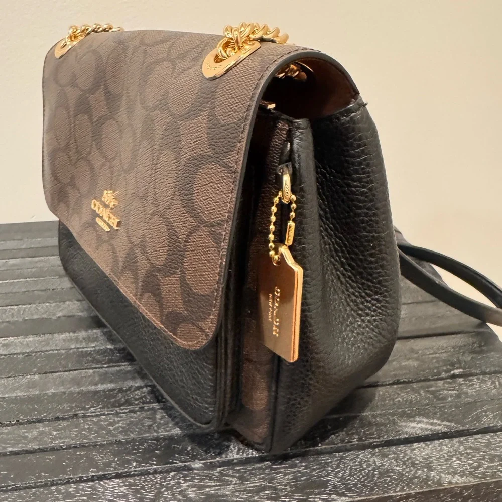 Coach Elodie - Black and Brown Pebble Leather Crossbody Bag - Picture 3 of 15
